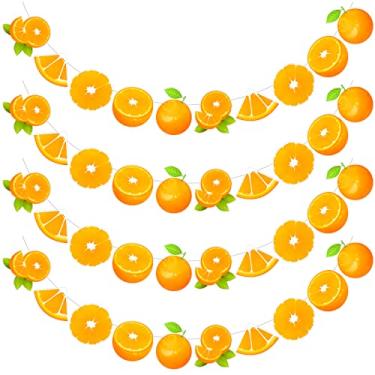 Imagem de 4 peças de bandeiras Little Cutie Orange Garland A Little Cuties Is on the Way Decorações de chá de bebê Banners tema cítrico para suprimentos de aniversário