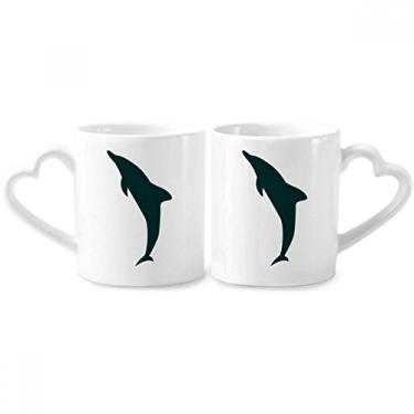 Imagem de Conjunto de canecas de porcelana para casais, golfinhos e golfinhos Blue Ocean Friendly