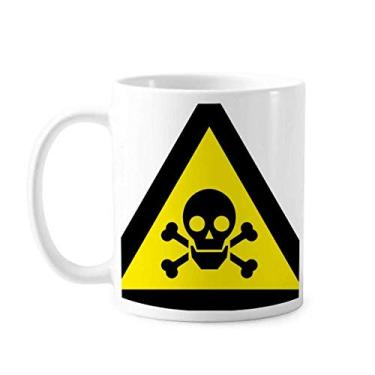 Imagem de Símbolo de aviso amarelo preto envenenamento caneca triângulo cerâmica xícara de café porcelana louça