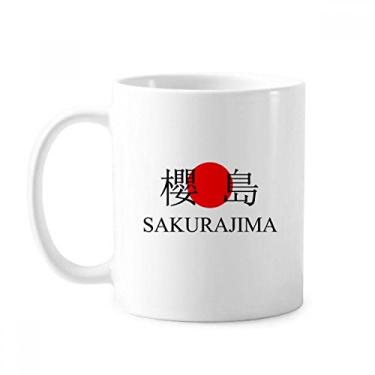 Imagem de Sakurajima Japonesa Nome Vermelho Sol Bandeira Caneca Cerâmica Café Porcelana Utensílios de Mesa