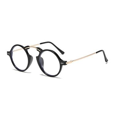 Imagem de Óculos de sol redondos pequenos de ponte única exclusivos para mulheres óculos de sol gradiente de luxo masculinos óculos de liga vintage uv400, preto claro, tamanho único