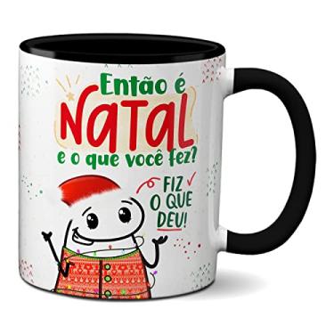 Imagem de Caneca Presente Natal Engraçado Flork Fiz O Que Deu Xícara (Preta)