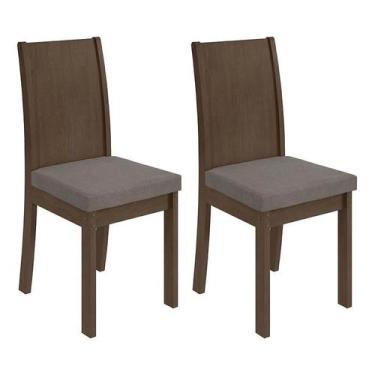 Imagem de Conjunto 2 Cadeiras Athenas Imbuia/Suede Bege - Móveis Lopas