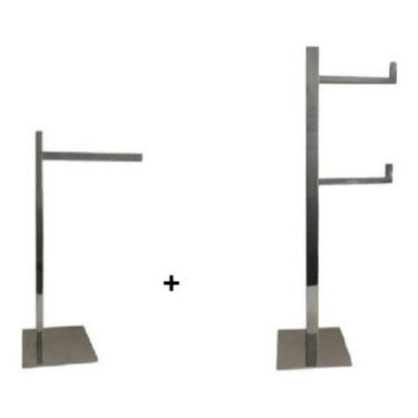 Imagem de Porta Papel Higiênico Chão + Porta Toalha De Apoio Quadrado