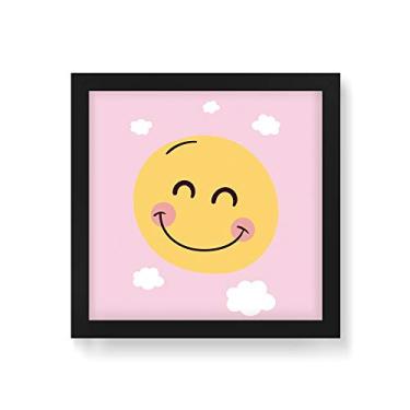 Imagem de Arte Maníacos Quadro Decorativo Sol Sorriso Fundo Rosa - 50x50cm (Moldura em laca preta)