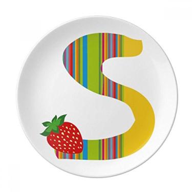 Imagem de S Alfabeto Morango Fruta Linda Prato Decorativo Porcelana Salver Prato de Jantar