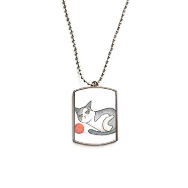 Imagem de Miaoji Pintura Aquarela Fantoche Gato Corrente de Aço Inoxidável Pingente de Cachorro Colar para Animais de Estimação