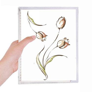Imagem de Caderno tulipa com flores pintadas à mão com folhas soltas e diário recarregável