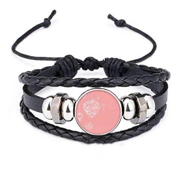 Imagem de DIYthinker Pulseira de couro trançado, com flores de coração rosa para Dia dos Namorados