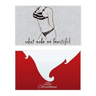 Imagem de Ilustração de beleza de biquíni, estampa preta, feriado, feriado, cartão de felicitações, mensagem de Natal