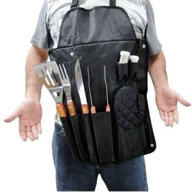 Imagem de Kit Churrasco 8 Peças Inox com estojo avental CBRN03709 - Commerce Brasil