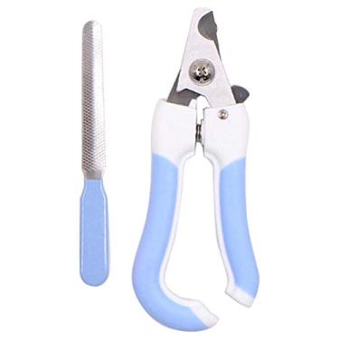 Imagem de ifundom Conjunto de 2 cortadores de unhas seguros de aço inoxidável, cortador de unhas portátil, tesouras de unhas práticas para gatos e cães (saco PP com lixa grande azul)