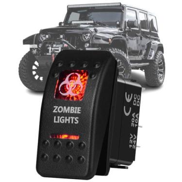 Imagem de Botão Interruptor Liga Desliga Zombie Light 12V 24V Jeep - Led Vermelh