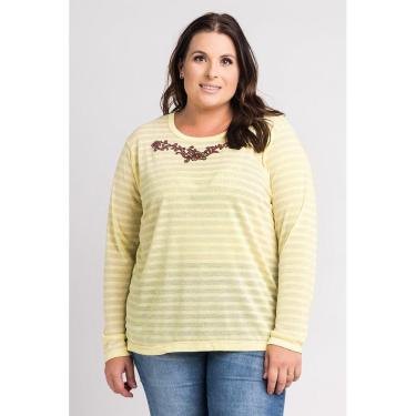 Imagem de Blusa Manga Longa Feminina Malha Bionda Aplique - Serena
