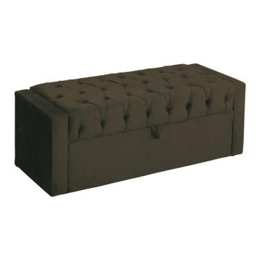 Imagem de Báu Calçadeira Emma 195cm Suede Cappuccino - Vallisa Decor