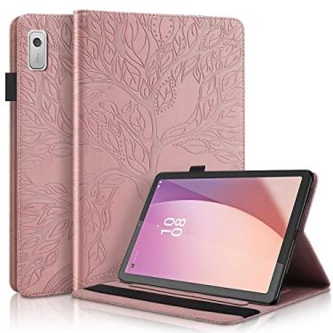 Imagem de Capa para tablet compatível com Lenovo Tab M9 9,0 polegadas (modelo: TB-310FU lançado em 2023) Capa de couro PU carteira flip capa protetora árvore da vida capa para tablet slot para cartão capa para tablet capa de PC (cor: rosa