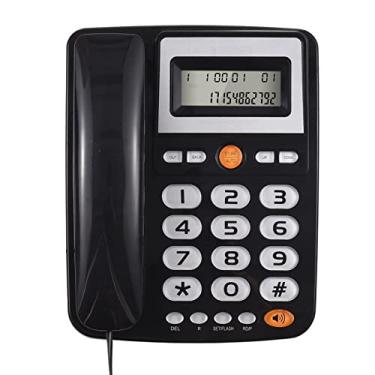 Imagem de Domary Telefone fixo com fio de mesa Telefone com fio de botão grande para idosos Telefone com display LCD Funções de flash/rediscagem/viva-voz Portas duplas para o switch para chamadas bancárias