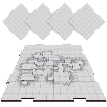 Imagem de Grid de Batalha Compacto Modular Riscável 4 peças RPG Battle Grid D&D (7x7)
