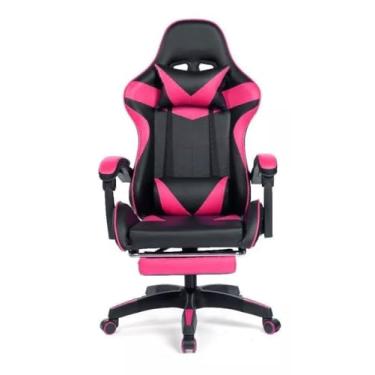 Imagem de Cadeira Gamer Ergonômica Reclinável Giratória Confortável Com Apoio de Pe Cor:Rosa/BK