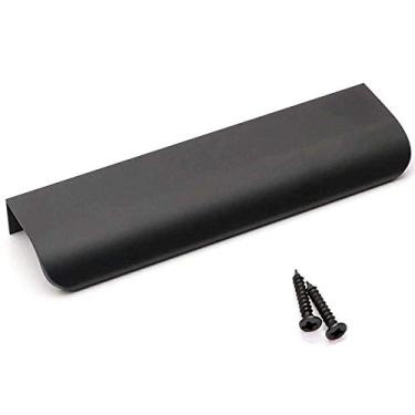 Imagem de 10 peças de maçaneta de armário preta 128 mm maçaneta de porta escovada alça de perfil puxadores de cozinha, puxador de gaveta curvo de alumínio alças ocultas de móveis