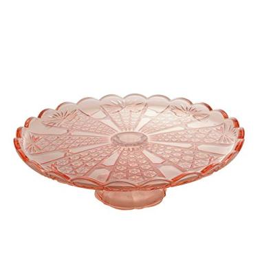 Imagem de PRATO P/BOLO CRISTAL DE CHUMBO C/PÉ PRINCESS ROSA 32x11cm