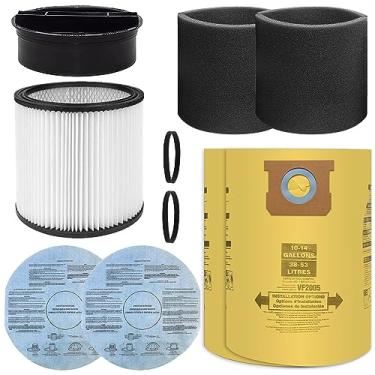 Imagem de ANBOO Filtro para Shop Vac 90304 90350 90333 9030400 Aspirador seco molhado com tampa, 2 peças de filtro de espuma 90585, 2 filtros 9010700 com faixa de retenção e 3 unidades de sacos de substituição de 10 a 14 galões para aspirador de pó