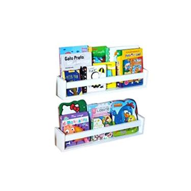 Imagem de Prateleira Para Livros Kit 2 branco enviado montado