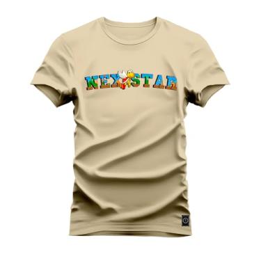 Imagem de Camiseta Plus Size Premium 100% Algodão Estampada Shirt Unissex Nexstar Tartaruguinha Bege G5