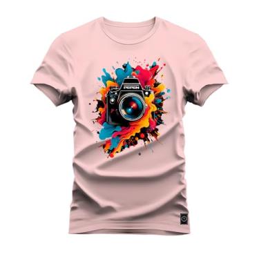 Imagem de Camiseta Premium Malha Confortável Estampada Camera Pepen Rosa M