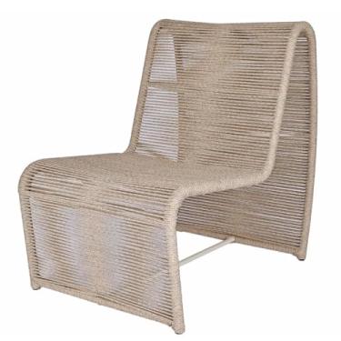 Imagem de Lux Móveis Poltrona Pão de Açúcar Corda Náutica Cadeira Costerio Marrom Alumínio Encosto Aberto Perna Reta Unissexo Pátio com Jardim Relaxar Jantar Área Externa