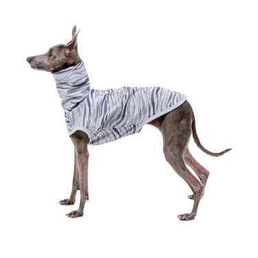 Imagem de Greyhound Clothes – Camiseta de verão respirável para cachorro de secagem rápida, regata listrada de zebra, elástico, macio, pijama para galgo italiano chicote deerhound bedlington terrier (cinza,