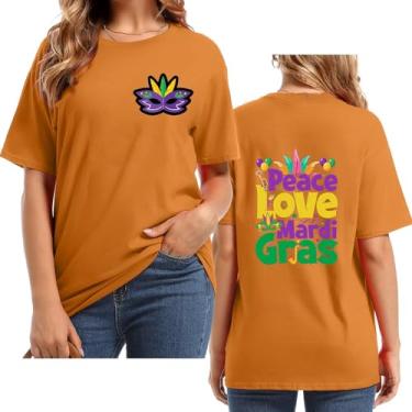Imagem de 2024 Mardi Gras Outfit for Women Letter Back Printed Mardi Gras Shirts for Women Fat Tuesday Camisetas Tops, Laranja, G
