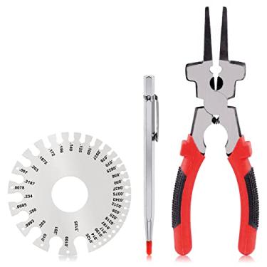 Imagem de Mardatt Alicate de soldagem MIG de 20 cm, 6 funções, medidor de medição de metal padrão de dupla face e riscador de carboneto de tungstênio para folha de metal (pacote com 3)