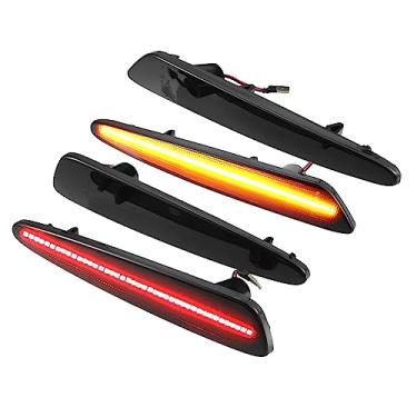Imagem de A ABSOPRO Luz de LED lateral 10440721 Luzes de seta dianteiras traseiras para-lama para Chevy Corvette C6 lente preta âmbar vermelho luz LED 2 pares
