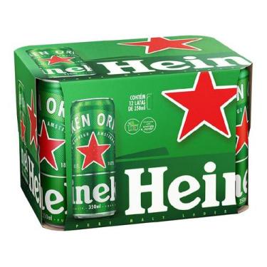 Imagem de Cerveja Heineken Lata 350ml 12 Unidades - Lager Puro Malte