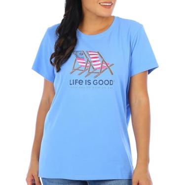 Imagem de Life is Good - Camiseta feminina Tie Dye Americana Beach Chair, Azul, XXG