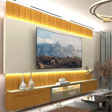 Imagem de Estante Home para Tv até 85 Polegadas com Led 260cm Soberano Reflecta Naturale/Off White