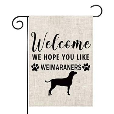 Imagem de PWHAOO Weimaraner Garden Flag Welcome We Hope You Like Weimaraner Garden Flag Weimaraner Welcome Flag (LIKE WEIMARANERS F)