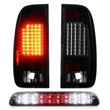 Imagem de Luz traseira + lâmpada de carga de terceiro terceiro freio para Ford F-250 Super Duty 1999-2007, F-350 Super Duty 1999-2007, luz de parada de montagem alta traseira LED traseira montagem de luz traseira cromada lente fumê