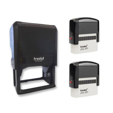 Imagem de Kit 3 Carimbos CNPJ PAGO RECEBIDO Profissional Empresa Loja