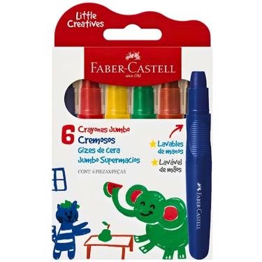 Imagem de Giz De Cera Jumbo 6 Cores Supermacio Creatives Faber Castell
