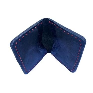 Imagem de Carteira de Couro 4 bolsos preta com costura vermelha