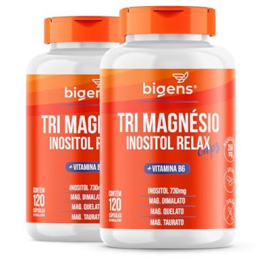 Imagem de Tri Magnésio (dimalato, quelato e taurato) Inositol Relax CAPS, Vitamina B6, 120 Cápsulas, Bigens (Kit 2)