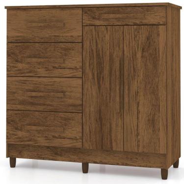 Imagem de Cômoda Sapateira Sirios 5 Gavetas 2 Portas Imbuia Rústico