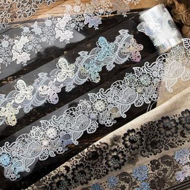 Imagem de Alideco 6 fitas adesivas decorativas vintage fita PET de renda preta ótima para suprimentos de diário de bala, artes, scrapbook, artesanato DIY, planejadores (leishamengjing)