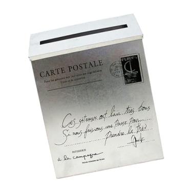 Imagem de IEUDNS Caixa de correio montada na parede, suporte de jornal, caixa de sugestão, moderna, suspensão de parede, caixa de correio para decoração de portão de, Prateado