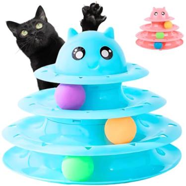 Imagem de Torre de Bolinha Interativa para Gatos PATO.PET - Brinquedo Inteligente para Gato, Enriquecimento Ambiental, Design Inovador, Divertido e Durável (Azul)