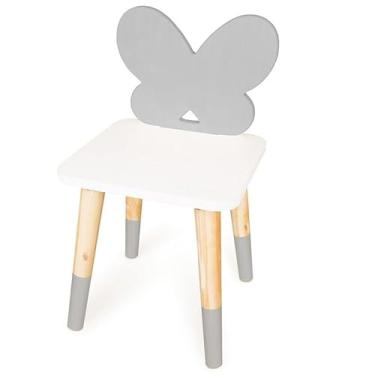 Imagem de Cadeira Infantil de Madeira Borboletinha (Cinza)