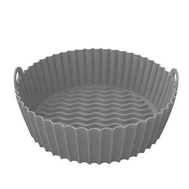 Imagem de FUYTERY Forro de Silicone Fritadeira a Ar Forro Reutilizável Resistente ao Calor Pergaminho (Para 3 a 5 QT) (Cinza, 6.7)