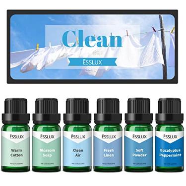 Imagem de Óleo de fragrância, um conjunto limpo de óleos perfumados, óleos essenciais para difusor para casa, sabonetes e velas premium, coleção de óleos de aromaterapia - ar limpo, linho fresco, algodão quente